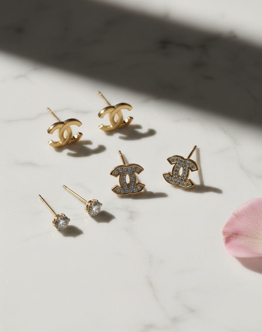 Chic Luxe Stainless Steel Earring Set