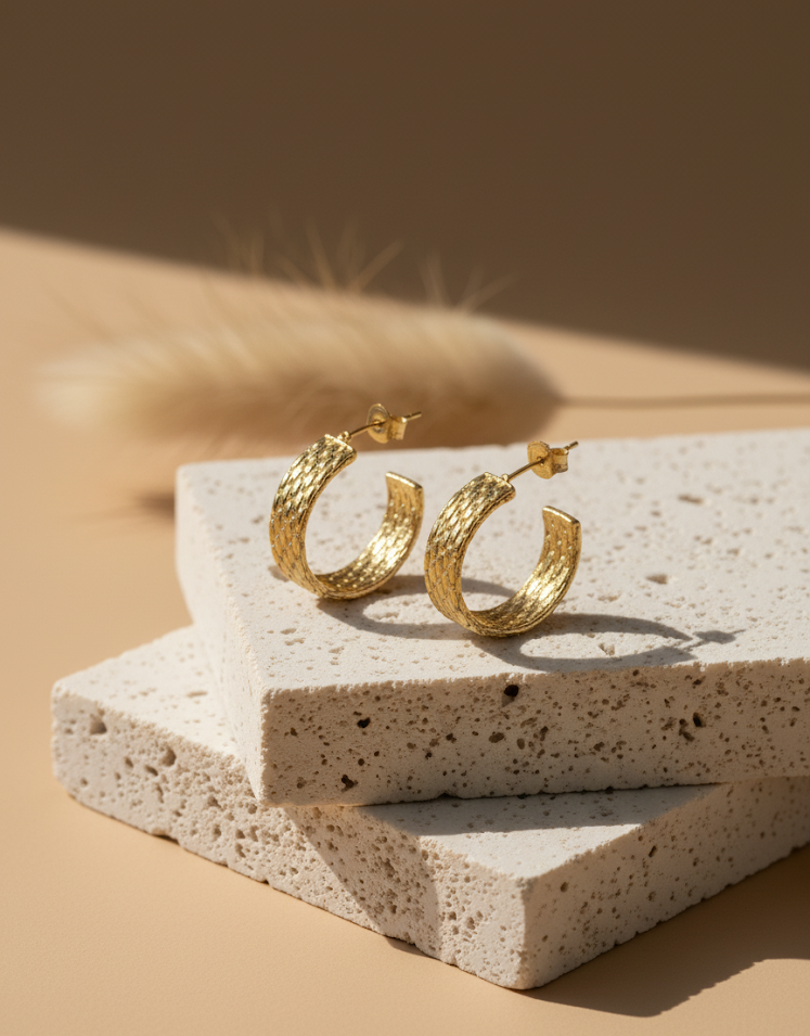 Golden Weave Hoops