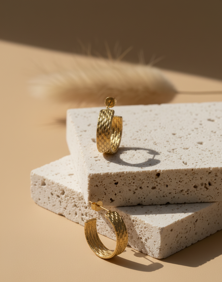Golden Weave Hoops