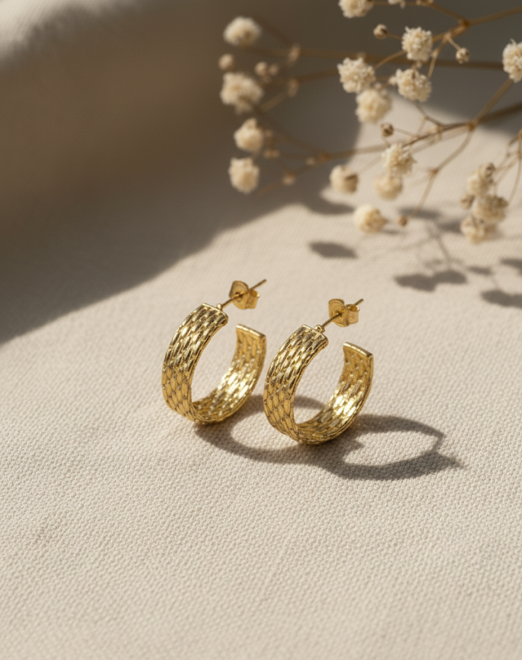 Golden Weave Hoops